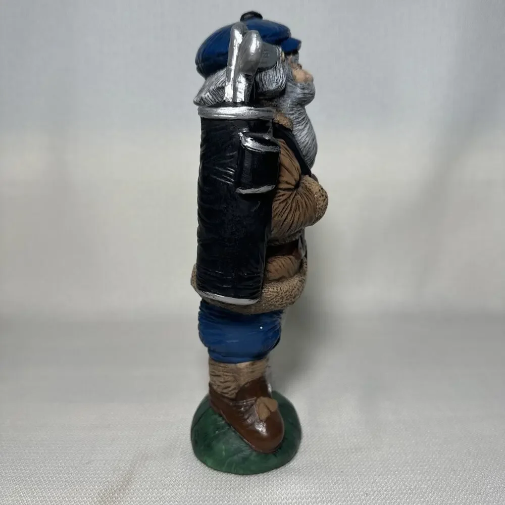 Vintage Ceramic Folk Art Santa Golfer Figurine 9”